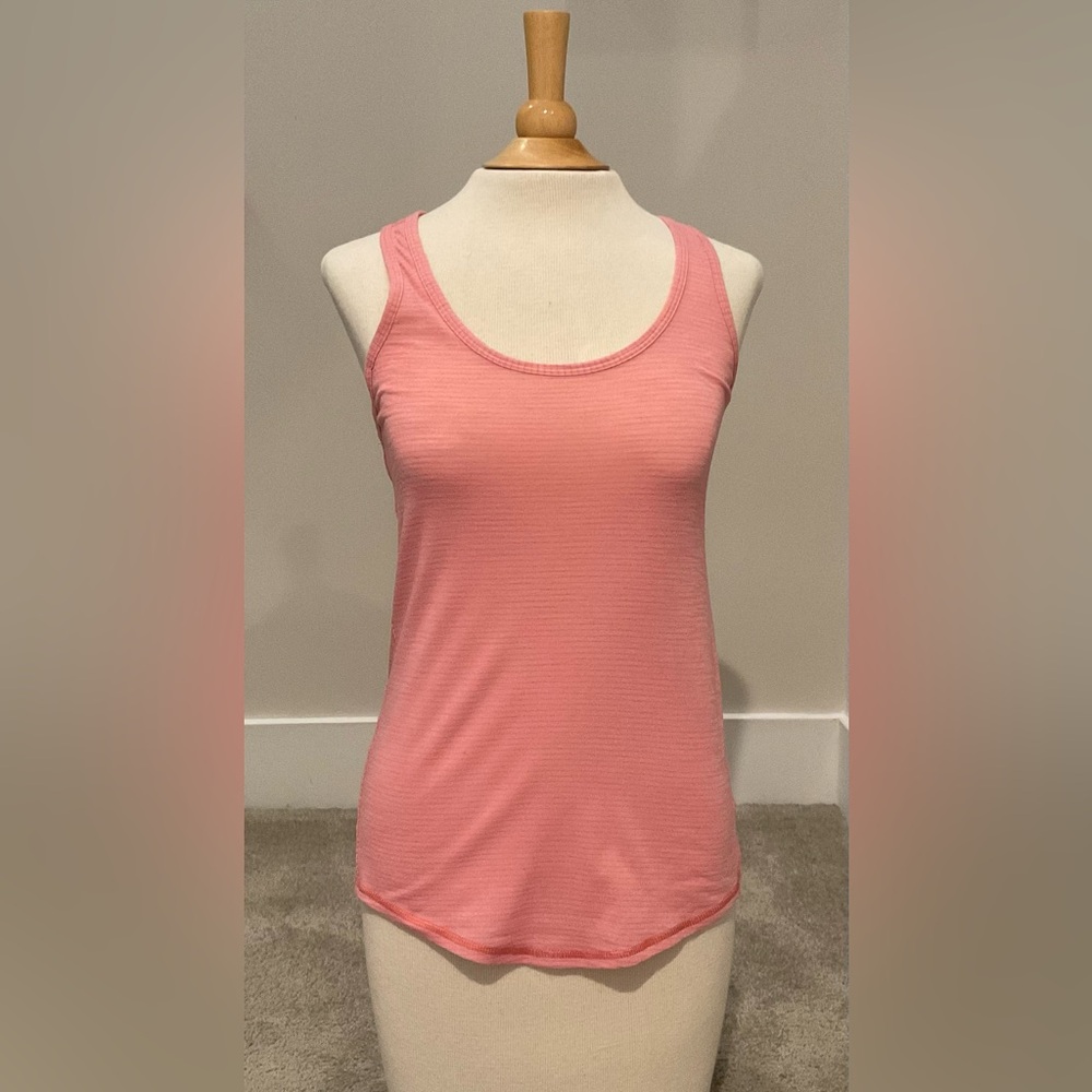 Lululemon Athletica Peachy Pink Tank Top with Gray Stripes, Size 2 or 4